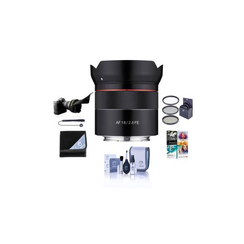  Adorama Rokinon 18mm F2.8 Full Frame Auto Focus Lens for Sony E W/Free PC Accessory Kit IO18AF-E A