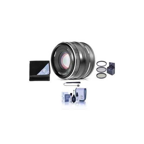  Adorama Meike 50mm f/2.0 Lens for Micro-Four Thirds Black - With Free Accessory Bundle 19550003 A