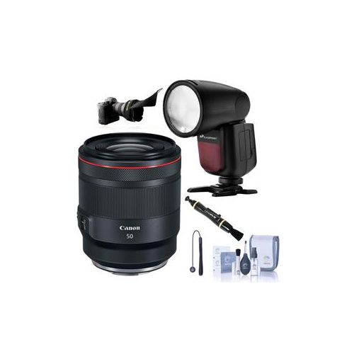  Adorama Canon RF 50mm f/1.2 L USM Lens With Flashpnt Zoom Li-on X R2 TTL Round Flash Kit 2959C002 FL