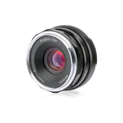  Adorama Brightin Star 25mm F1.8 APS-C Classic Focus Lens for Canon EF Cameras, Black BS2518EFMBLK