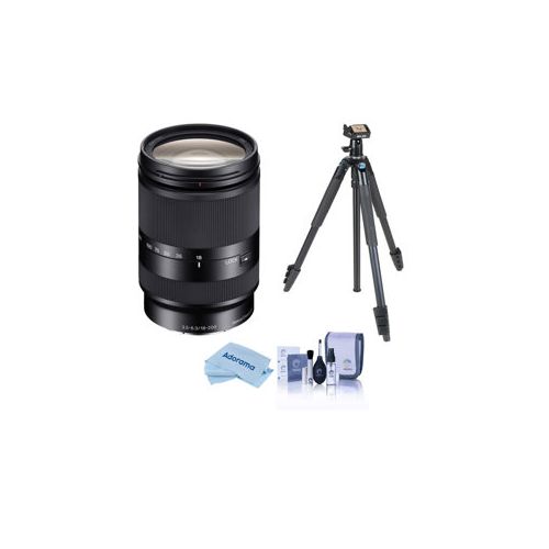  Adorama Sony E 18-200mm f/3.5-6.3 OSS LE E-Mount Lens With Slik Sprint Pro III BH Tripod SEL18200LE T