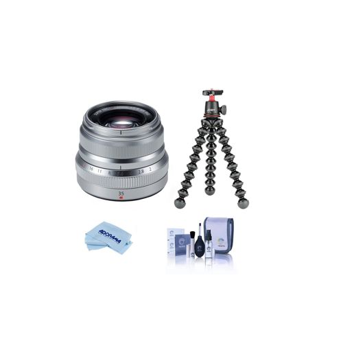  Adorama Fujifilm XF 35mm F/2 R WR Lens, Silver W/Joby GorillaPod 3K Kit /Cleaning Kit 16481880 T