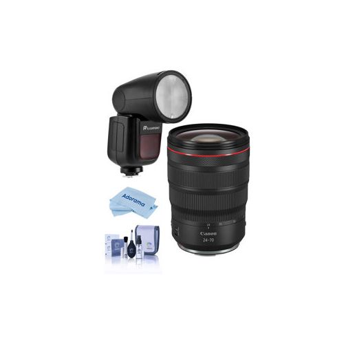  Adorama Canon RF 24-70mm f/2.8 L IS USM Lens With Flashpoint Zoom Li-on X R2 TTL Flash 3680C002 FL