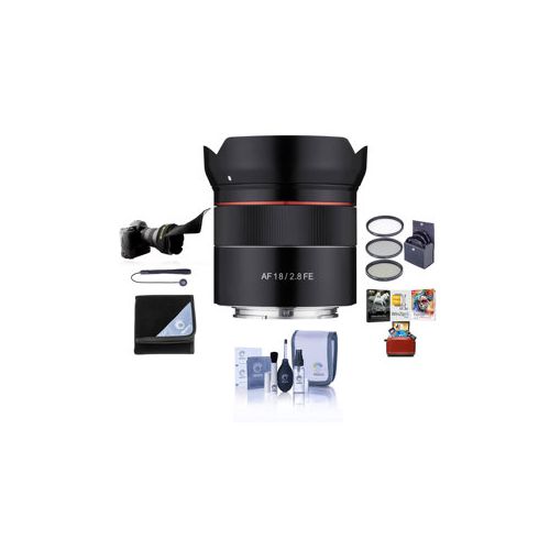  Adorama Samyang 18mm F2.8 Full Frame Auto Focus Lens for Sony E W/Free MAC Accessory Kit SYIO18AF-AM