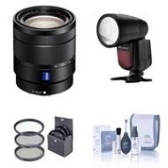 Adorama Sony Vario-Tessar T* E 16-70mm F4 ZA OSS E-Mnt Lens W/Zoom Li-on X R2 TTL Flash SEL1670Z FL