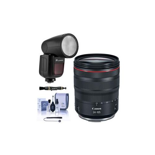  Adorama Canon RF 24-105mm f/4 L IS USM Lens - With Flashpoint Zoom Li-on X R2 TTL Flash 2963C002 FL