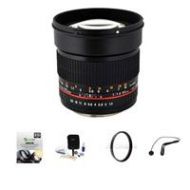 Adorama Rokinon 85mm f/1.4 AS IF UMC Lens for Micro Four Thirds Mount with Acc. Bundle 85M-MFT K