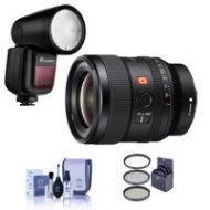 Adorama Sony FE 24mm F/1.4 GM (G Master) E Mount Lens With Zoom Li-on X R2 TTL Flash Kit SEL24F14GM FL