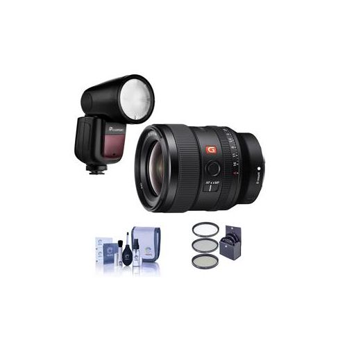  Adorama Sony FE 24mm F/1.4 GM (G Master) E Mount Lens With Zoom Li-on X R2 TTL Flash Kit SEL24F14GM FL