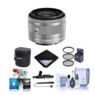 Adorama Canon EF-M 15-45mm f/3.5-6.3 IS STM Lens - Silver with Premium Accessory Bundle 0597C002 B