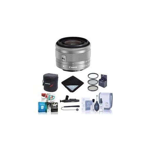  Adorama Canon EF-M 15-45mm f/3.5-6.3 IS STM Lens - Silver with Premium Accessory Bundle 0597C002 B