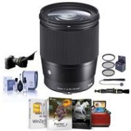 Adorama Sigma 16mm f/1.4 DC DN Cont. Lens for Canon EF-M Black W/Free Mac Acc Bundle 402971 AM