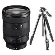 Adorama Sony FE 24-105mm f/4 G OSS E-Mount Lens With Vanguard 264AB-100 Tripod SEL24105G/2 T