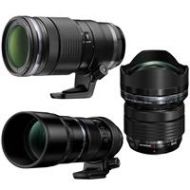 Adorama Olympus M. Zuiko 7-14mm f2.8 - ED 40-150mm F2.8 - ED 300mm F/4.0 Pro Lenses 4/3 V313020BU000 40 300