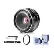 Adorama Meike 25mm f/1.8 Lens for Canon EF-M, Black With Free Accessory Bundle 20770004 A