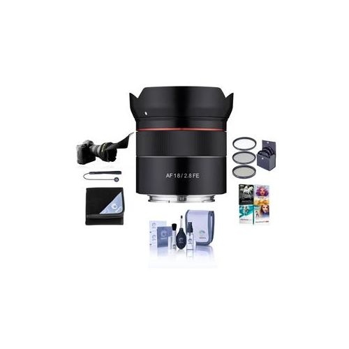  Adorama Samyang 18mm F2.8 Full Frame Auto Focus Lens for Sony E W/Free PC Accessory Kit SYIO18AF-A