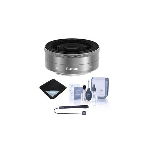  Adorama Canon EF-M 22mm f/2 STM Lens - Silver with Free Basic Accessory Bundle 9808B002 A