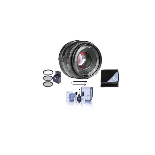  Adorama Meike 35mm f/1.4 Lens for SONY E, Black With Free Accessory Bundle 20900001 A