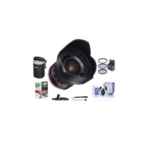  Adorama Rokinon 12mm f/2.0 NCS CS Lens for Fuji Mirrorless Cameras W/Free PC Acc Bundle RK12M-FX A