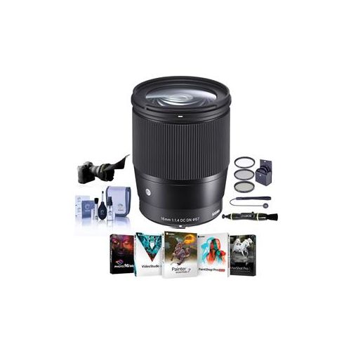  Adorama Sigma 16mm f/1.4 DC DN Cont. Lens for Canon EF-M Black W/Free PC Acc Bundle 402971 A