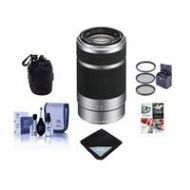 Adorama Sony E 55-210mm f/4.5-6.3 OSS E-Mount Lens, Silver/Black w/Accessories SEL55210 NK