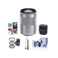 Adorama Canon EF-M 55-200mm f/4.5-6.3 IS STM Lens - Silver with Free Accessory Bundle 1122C002 A