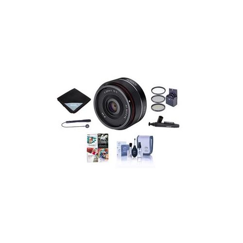  Adorama Rokinon 35mm f/28 AF Ultra Compact Lens for Sony E Mount W/Free Accessory Bundle IO35AF-E A