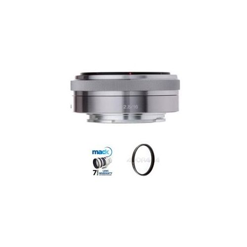  Adorama Sony E 16mm F/2.8 E-mount Camera Lens, Bundle w/5-Yr Pro Warranty & MC UV SEL16F28 A