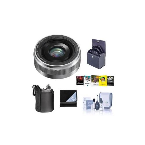  Adorama Panasonic Lumix G 20mm f/1.7 II Micro 4/3 Lens, Silver w/Accessory Bundle H-H020AS NK