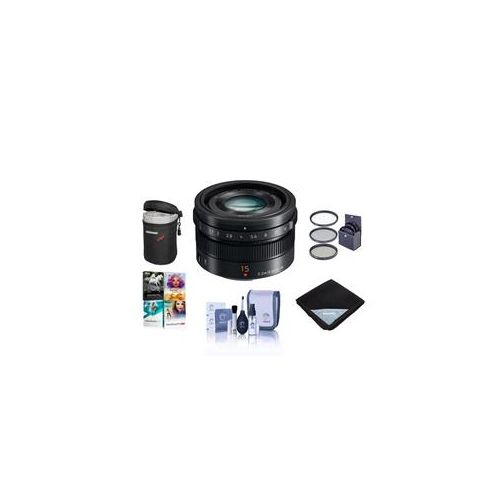  Adorama Panasonic Lumix G Leica DG 15mm f/1.7 ASPH Lens f/Micro 4/3/Black w/Acc Bundle H-X015K NK