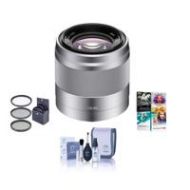 Adorama Sony E 50mm F/1.8 OSS E-Mount Camera Lens, Silver w/49mm Filters & Pro Software SEL50F18 NK