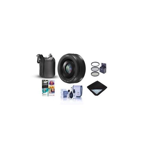  Adorama Panasonic 20mm f/1.7 II Lumix Aspherical Micro 4/3 Lens-Black W/Accessory Bundle H-H020AK NK