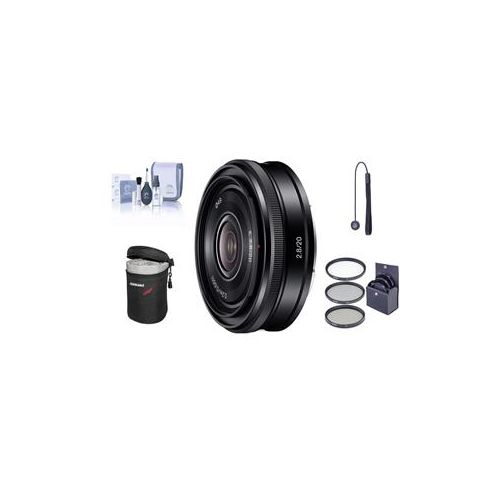  Adorama Sony E 20mm F2.8 E-Mount Lens, Black with Accessory Kit SEL20F28 A