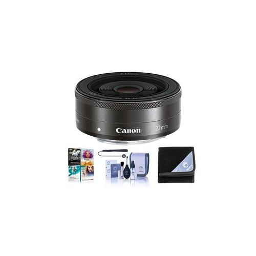  Adorama Canon EF-M 22mm f/2 STM Lens - Black with Free Basic Accessory Bundle 5985B002