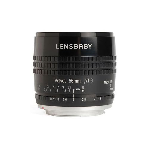  Adorama Lensbaby Velvet 56, 56mm f/1.6 Macro Lens for Canon EF - Black Finish LBV56BC