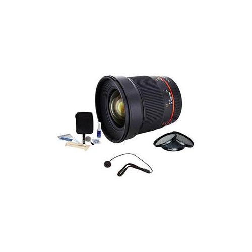  Adorama Rokinon 16mm F/2.0 ED AS UMC CS Lens f/Pentax K APS-C Mount Cameras - Bundle 16M-P K