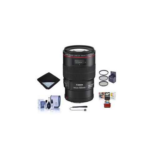  Adorama Canon EF 100mm f/2.8L Macro IS USM Lens with Free Basic Accessory Bundle (Mac) 3554B002 AM