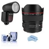 Adorama Canon EF 14mm f/2.8L II USM Lens With Flashpoint Zoom Li-on X R2 TTL Round Flash 2045B002 FL