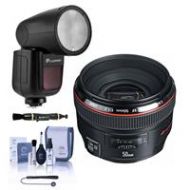 Adorama Canon EF 50mm f/1.2L USM Lens - With Flashpoint Zoom Li-on X R2 TTL Flash Kit 1257B002 FL