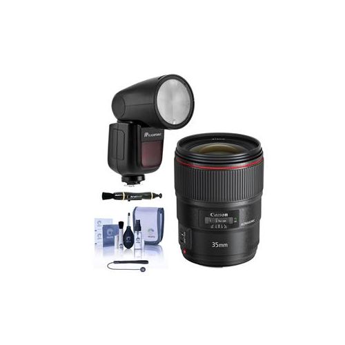 Adorama Canon EF 35mm f/1.4L II USM Lens - With Flashpoint Zoom Li-on X R2 TTL Flash Kit 9523B002 FL