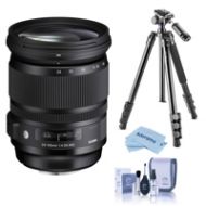 Adorama Sigma 24-105mm f/4.0 DG OS HSM ART Lens for Nikon, Vanguard Tripod, and Acc. 635-306 T