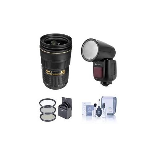  Adorama Nikon 24-70mm f/2.8G ED-IF AFS NIKKOR Lens With FP Zoom Li-on X R2 TTL Flash Kit 2164 FL