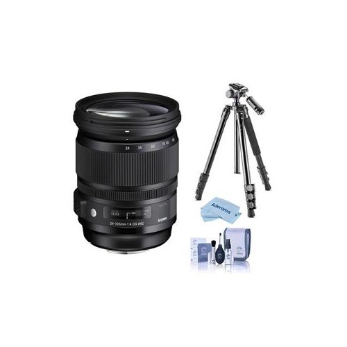  Adorama Sigma 24-105mm f/4.0 DG OS HSM ART Lens for Canon EOS, Vanguard Tripod, and Acc. 635-101 T