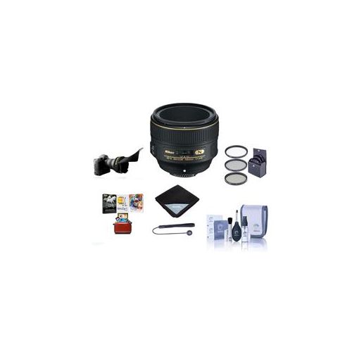  Adorama Nikon 58mm f/1.4G AF-S NIKKOR Lens, U.S.A. Warranty with FREE Accessory Bundle 2210 AM