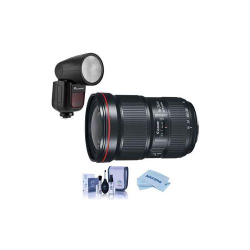  Adorama Canon EF 16-35mm f/2.8L III USM Lens With FP Zoom Li-on X R2 TTL Round Flash Kit 0573C002 FL