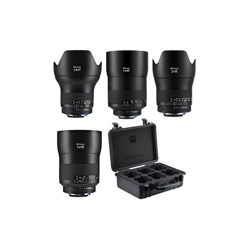  Adorama Zeiss Milvus 2.8/21, 2/35, 1.4/50 and 1.4/85 ZE EOS Lenses with case & Gears 2171-158