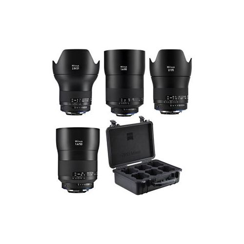  Adorama Zeiss Milvus 2.8/21, 2/35, 1.4/50 and 1.4/85 ZF.2 Nikon Lenses with case & Gears 2171-159