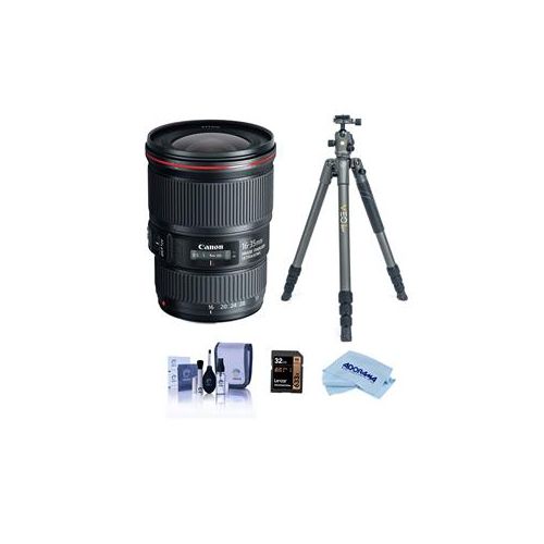  Adorama Canon EF 16-35mm f/4L IS USM Lens with Tripod Bundle 9518B002 T