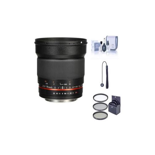  Adorama Rokinon 16mm F/2.0 ED AS UMC CS Lens for Canon EF-S Mount - Bundle 16M-C K