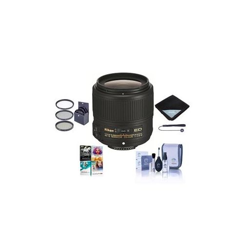  Adorama Nikon 35mm f/1.8G AF-S ED NIKKOR Lens for DSLR Cameras, USA with Basic Bundle 2215 NK